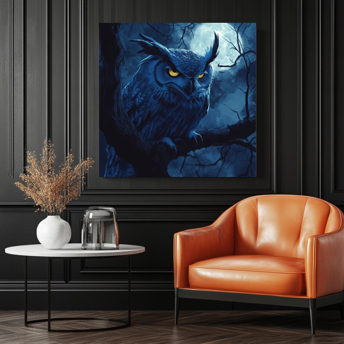 Mystical Owl Dark Forest Art Print, Full Moon - Image 3