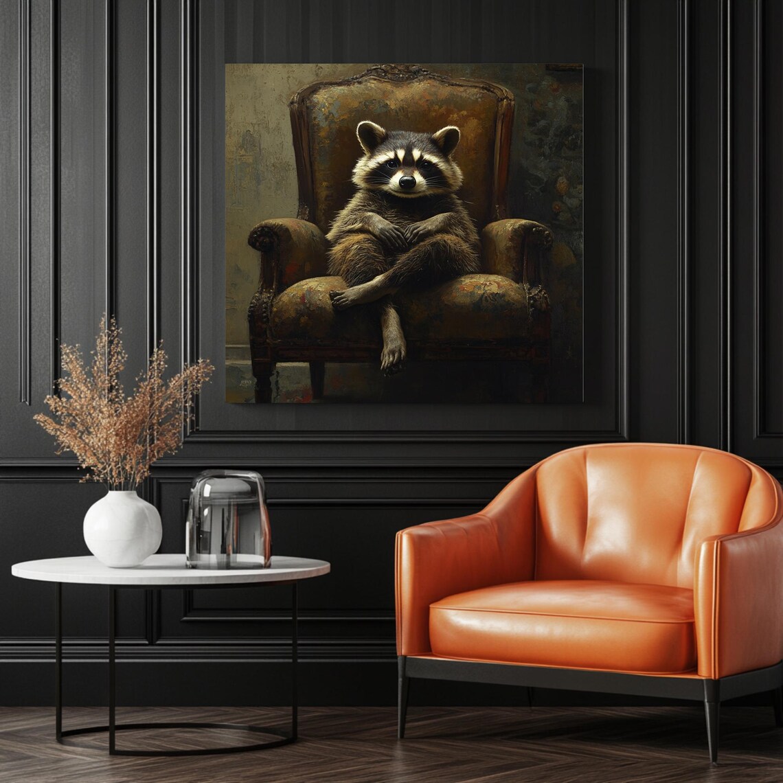 Raccoon Portrait, Whimsical Rustic Wildlife Art Print - Image 3