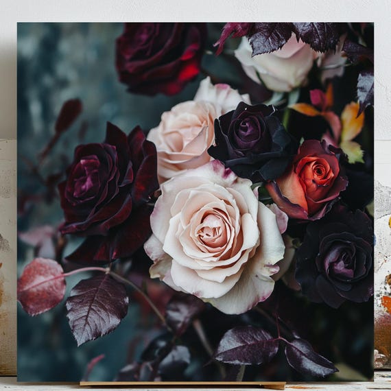 Dark Rose Romantic Floral, Vintage Gothic Poster