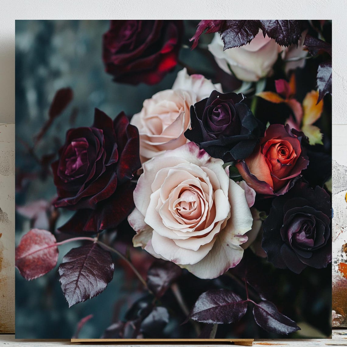 Dark Rose Romantic Floral, Vintage Gothic Poster
