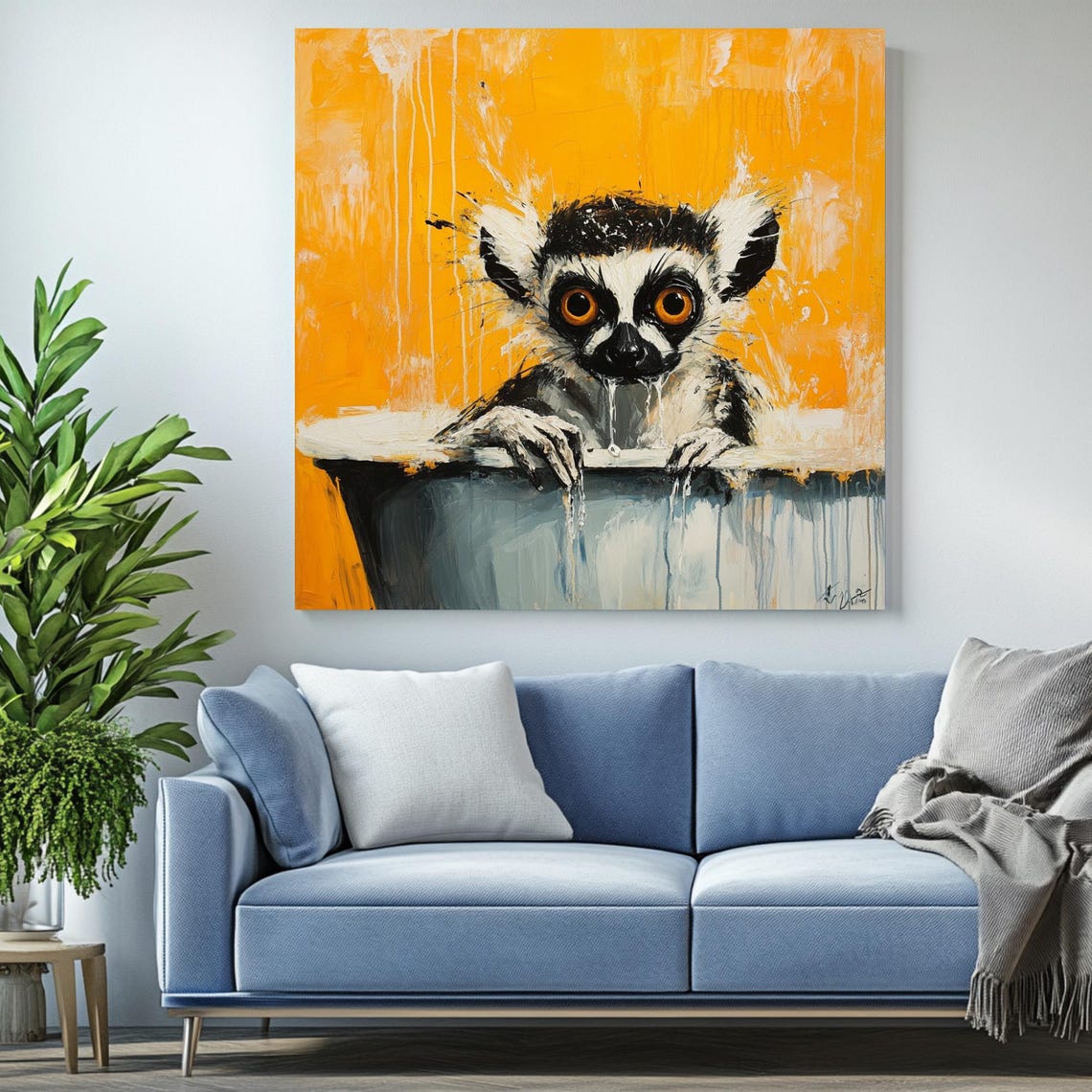 Lemur In Bathtub, Cute Nursery Bathroom Decor - Image 2