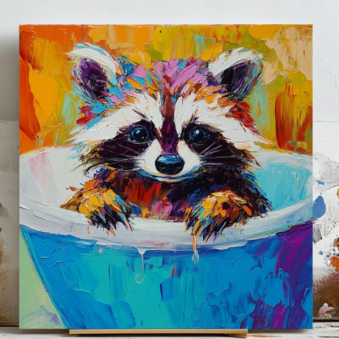 Raccoon Minimalist Bathroom Art Print