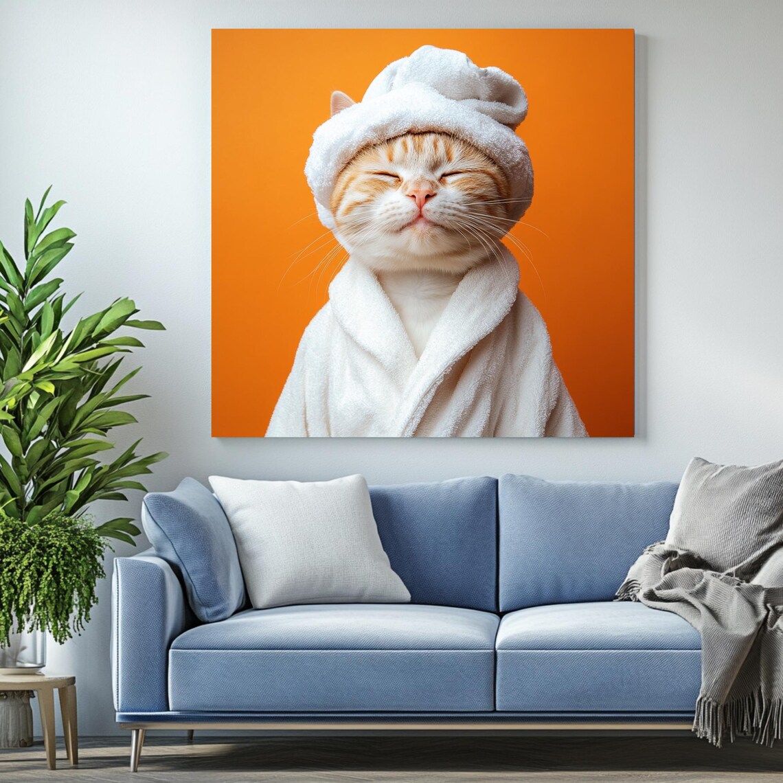 Cat Bathrobe, Modern Cat Lover Gift Poster - Image 2