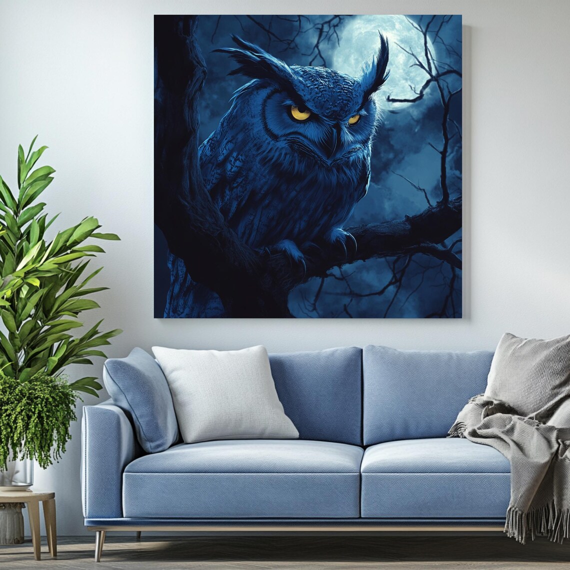 Mystical Owl Dark Forest Art Print, Full Moon - Image 2