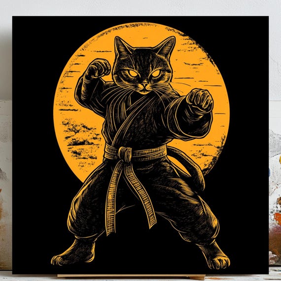 Kung Fu Cat And Moon, Cat Lover Gift