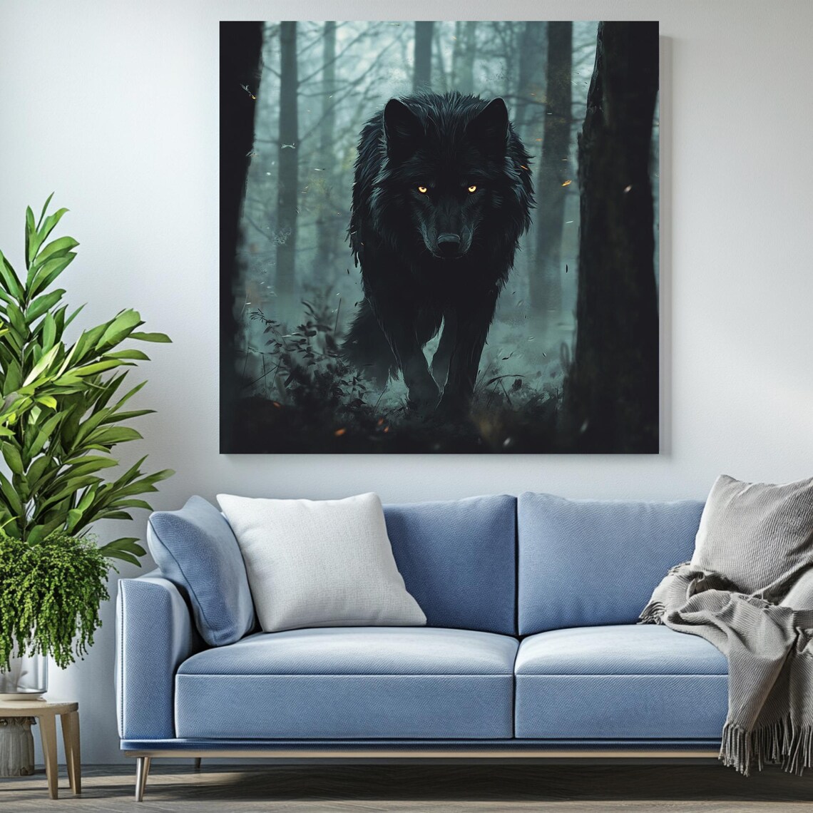Black Wolf Poster, Dark Forest Animal Art Print - Image 2