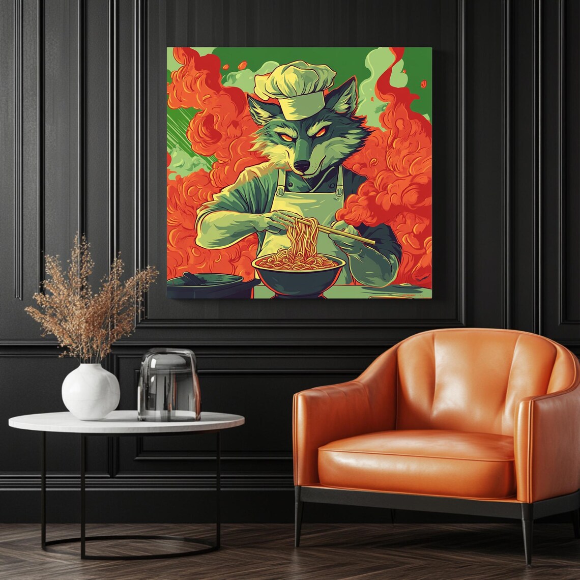 Wolf Culinary Art, Surrealism Whimsical Decor - Image 3