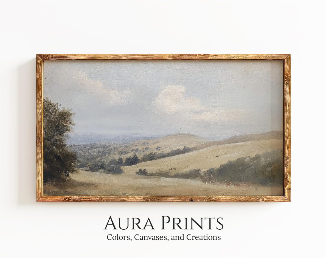 Autumn Frame Tv Art Vintage Rolling Hills Landscape Oil Painting Instant Last Minute Decor 1321