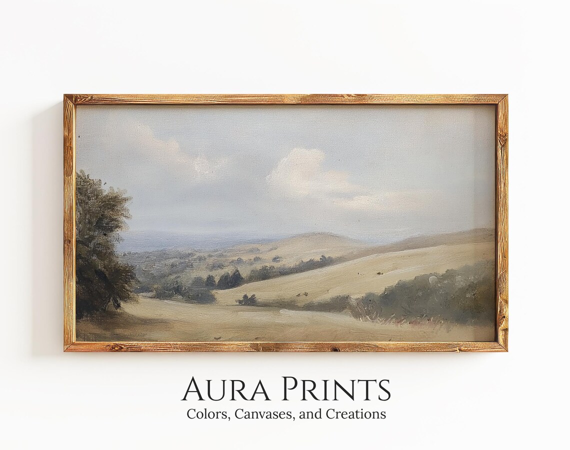 Vintage Rolling Hills Golden Fields Countryside Oil Style Wall Art