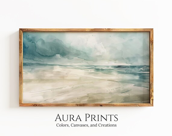 Abstract Beach Watercolor Ocean Shoreline Coastal Painting Poster