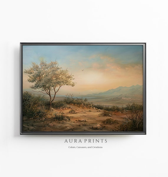 Rustic Desert Scene Oil Painting Vintage Country Romanticism 0227