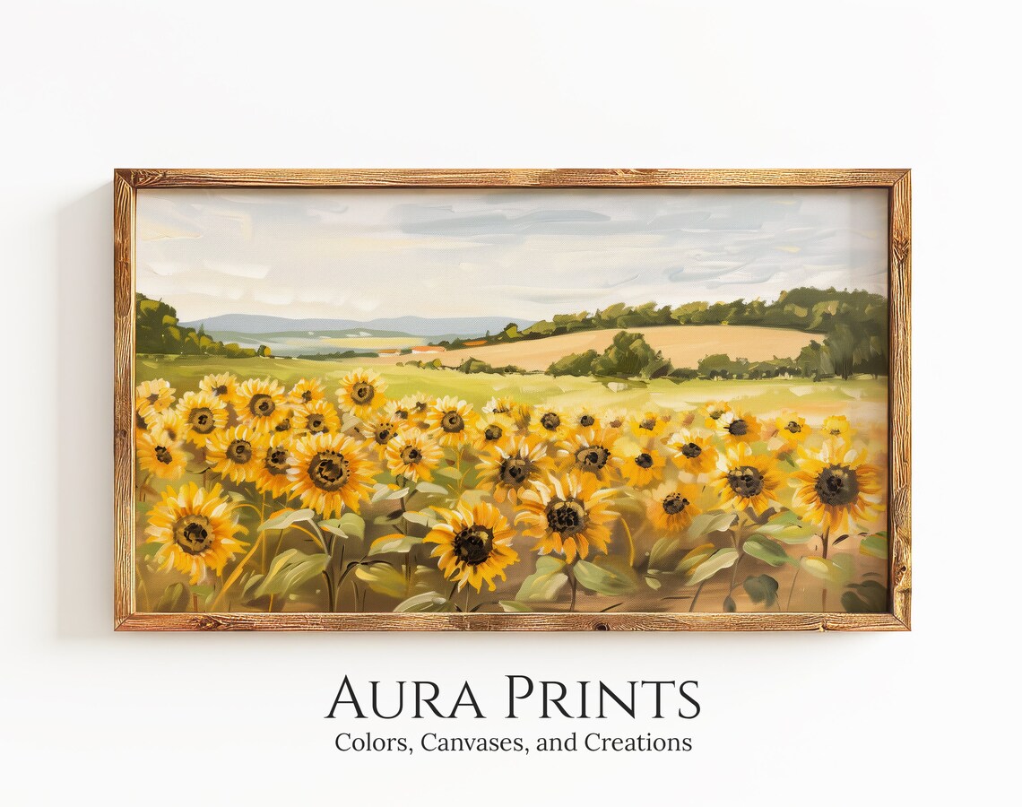 Italian Sunflower Farm European Landscape Panoramic Painting Poster