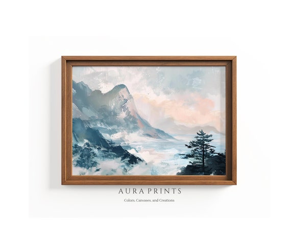 Mount Fuji Cherry Blossoms Wall Art Vintage Farmhouse Cottage Asian Decor 0819
