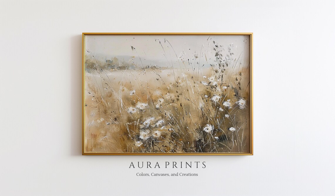 Victorian Wildflower Field Rustic Vintage Oil Painting Poster