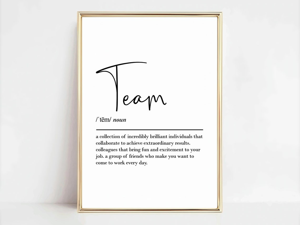 Team Definition Script Typography Coworker Gift Dictionary Poster