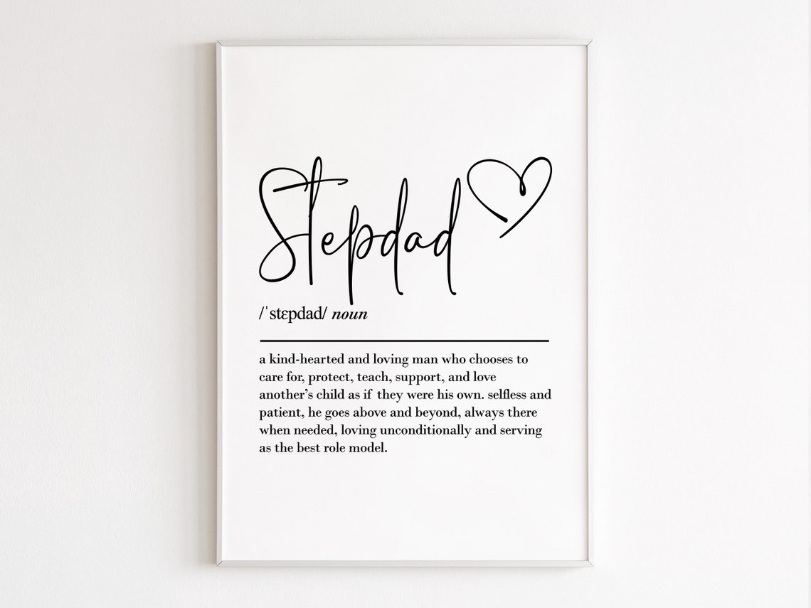 Stepdad Definition With Heart Dictionary Style Gift Typography Poster