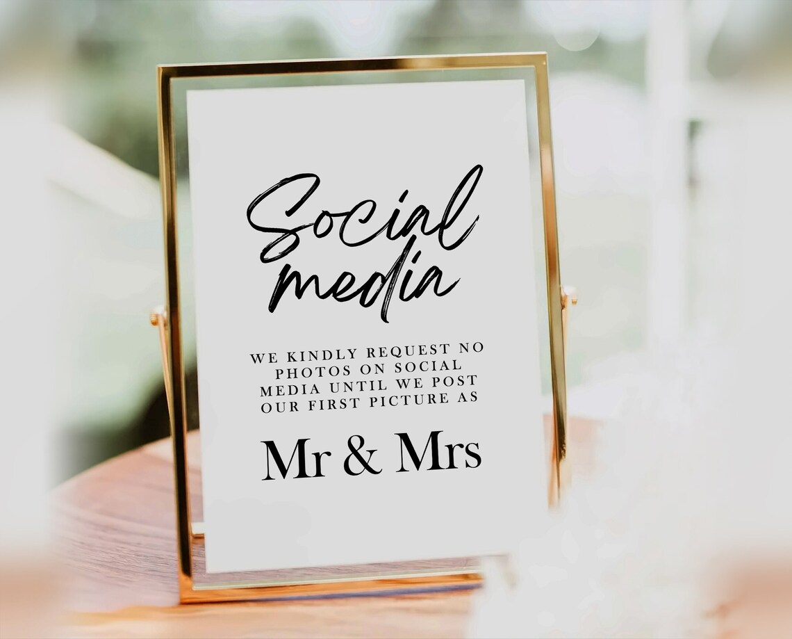 Social Media Wedding Sign Art Print, Polite Notice - Image 2