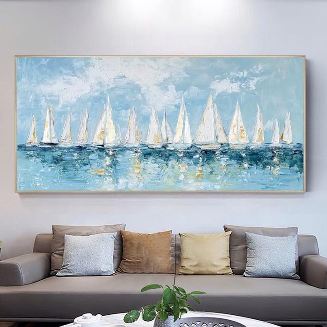 Abstract Ocean Sailboat, Modern Minimalist Art Print