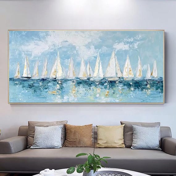 Abstract Ocean Sailboat, Modern Minimalist Art Print