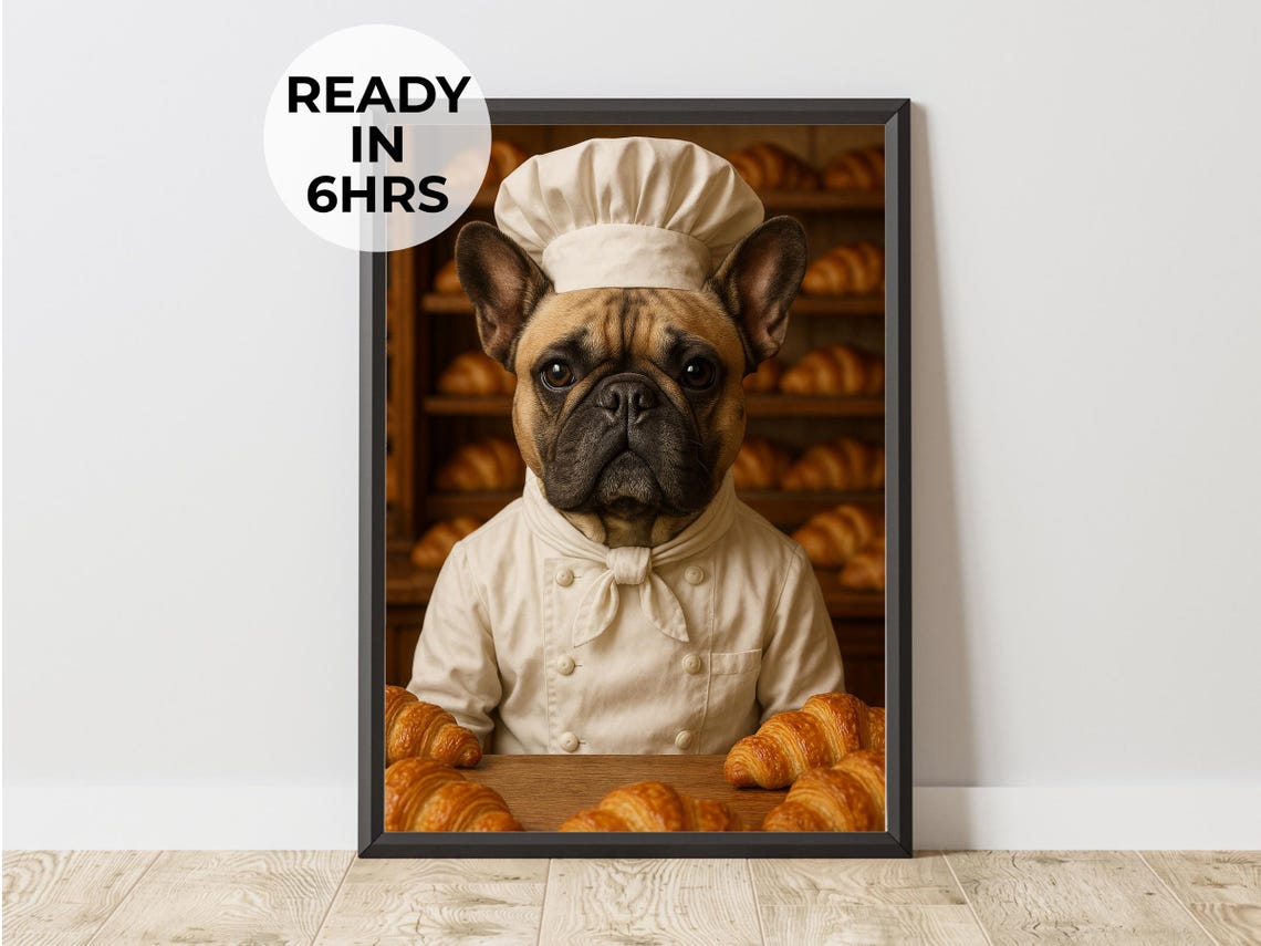 Custom Baker Pet Portrait, Funny Pastry Chef Gift Art