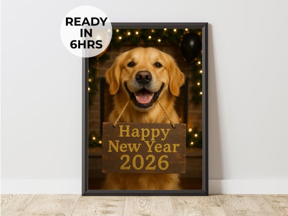 Custom Holiday Pet Portrait New Year Dog Art Festive Gift