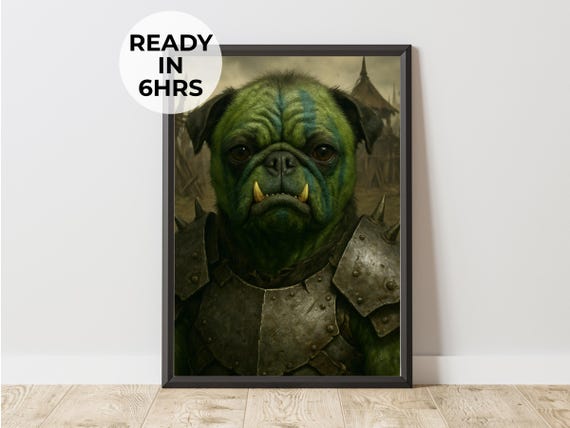 Custom Fantasy Orc Pet Portrait Gamer Wall Decor