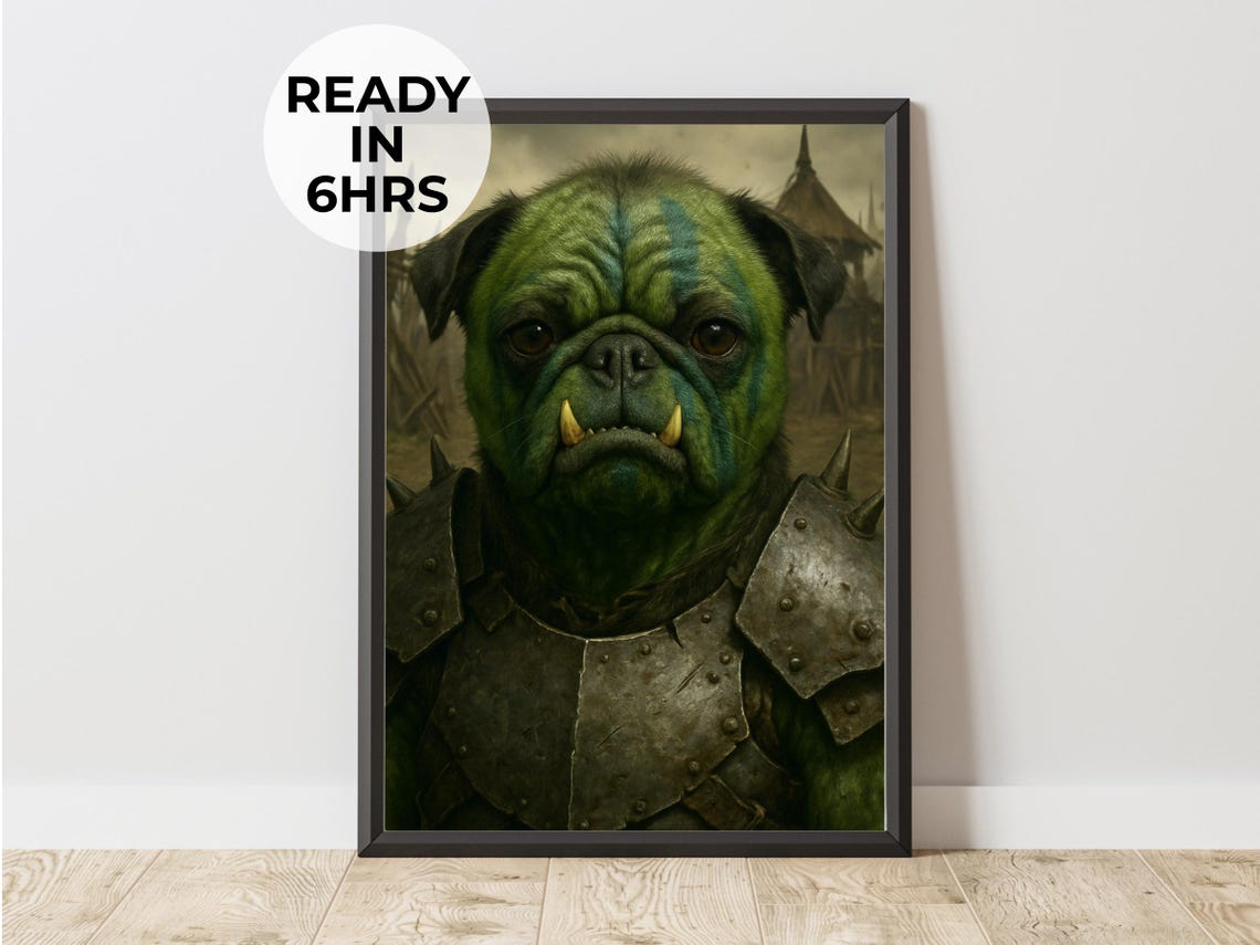 Custom Fantasy Orc Pet Portrait Gamer Wall Decor