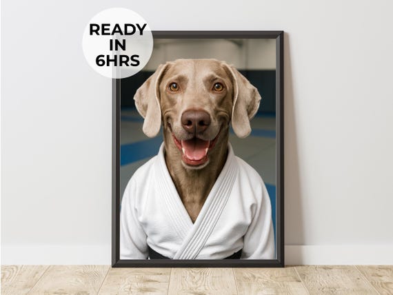 Custom Jiujitsu Pet Portrait Funny Bjj Gi Art Fighter Gift