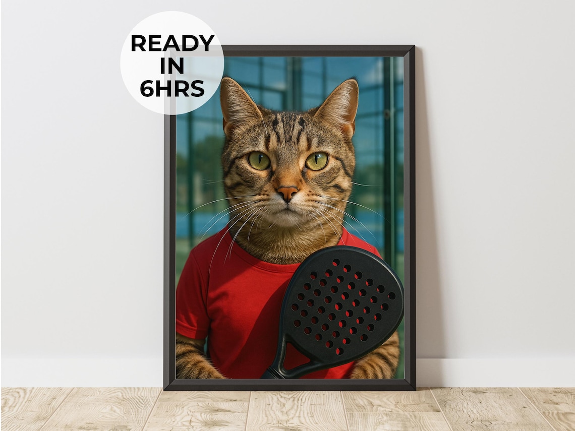 Custom Padel Pet Portrait, Funny Court Art Print