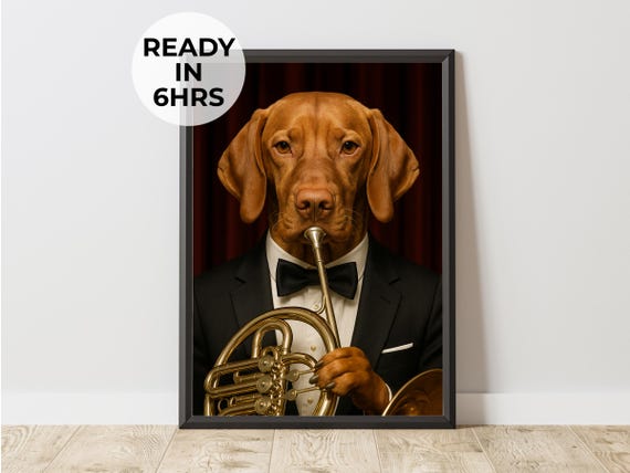 Custom French Horn Portrait Funny Band Art Orchestra Gift