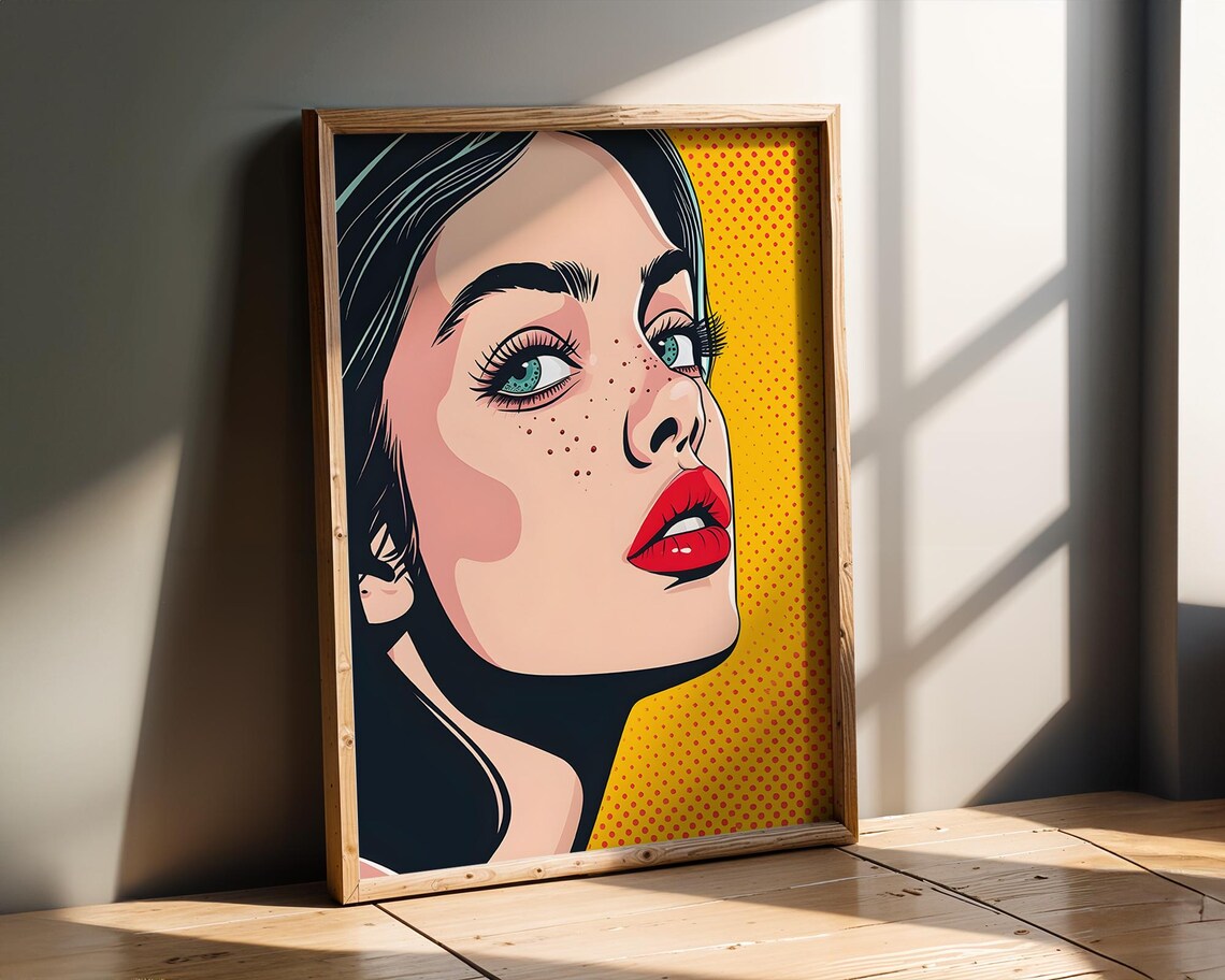Pop Art Woman Portrait, Bold Retro Comic Print