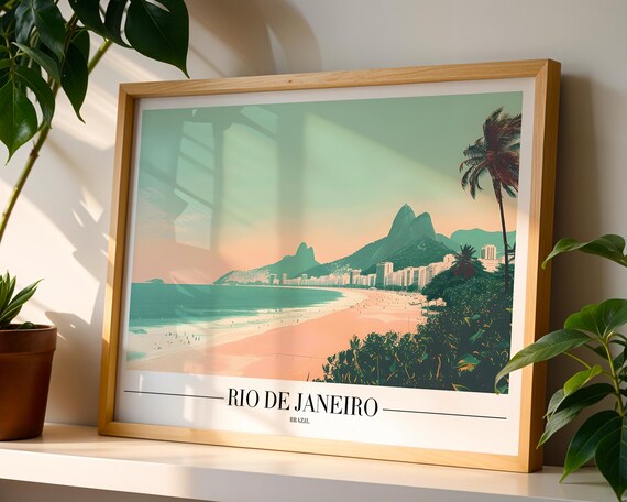 Rio De Janeiro Brazil Beach Wall Art Print Tropical Coastal Poster Iconic Ipanema Decor For Travel Lovers Summer Interiors