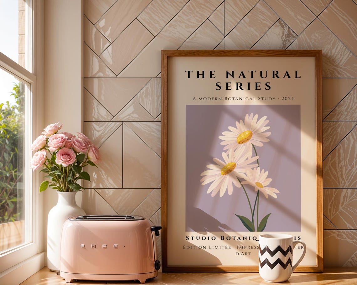 The Natural Series 2025 White Daisy Modern Botanical Study Art Poster