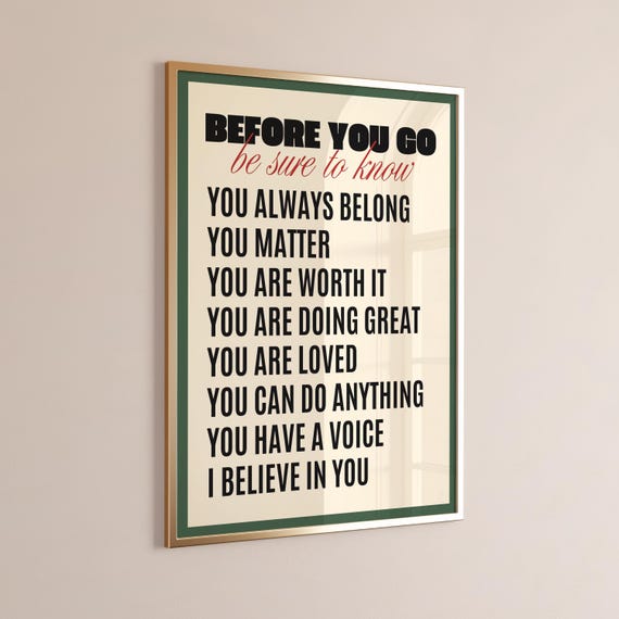Before You Go Be Sure To Know Classroom Poster For Kids Positive Affirmation Wall Art Boho Motivational Quote School Decor