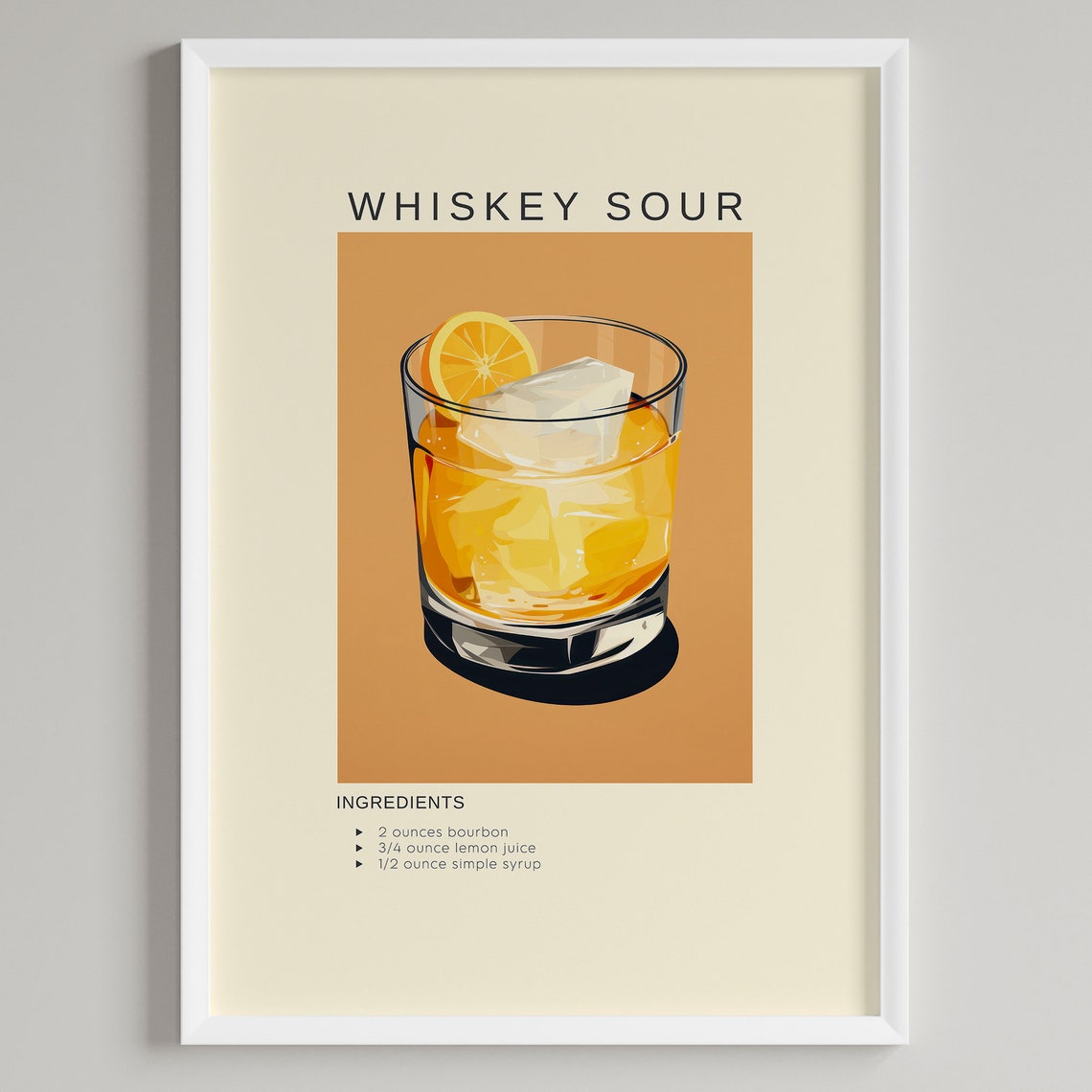 Whiskey Sour Bourbon Lemon Classic Cocktail Recipe Bar Poster