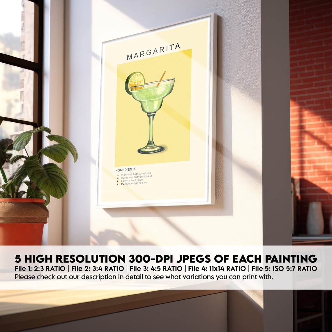 Margarita Cocktail Art Print, Home Bar Decor - Image 2
