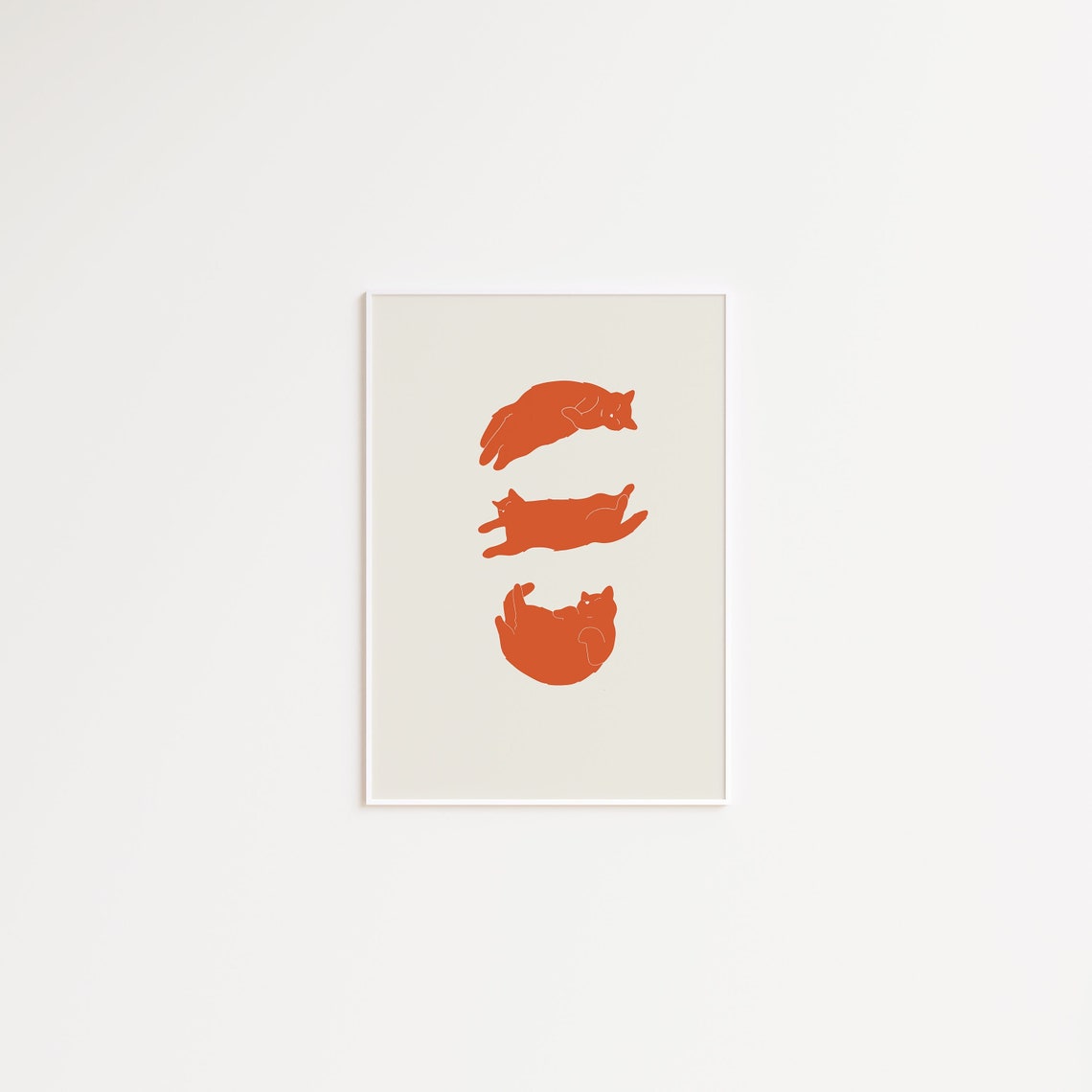 Three Orange Cats Sleeping in Funny Relaxed Poses Poster Art