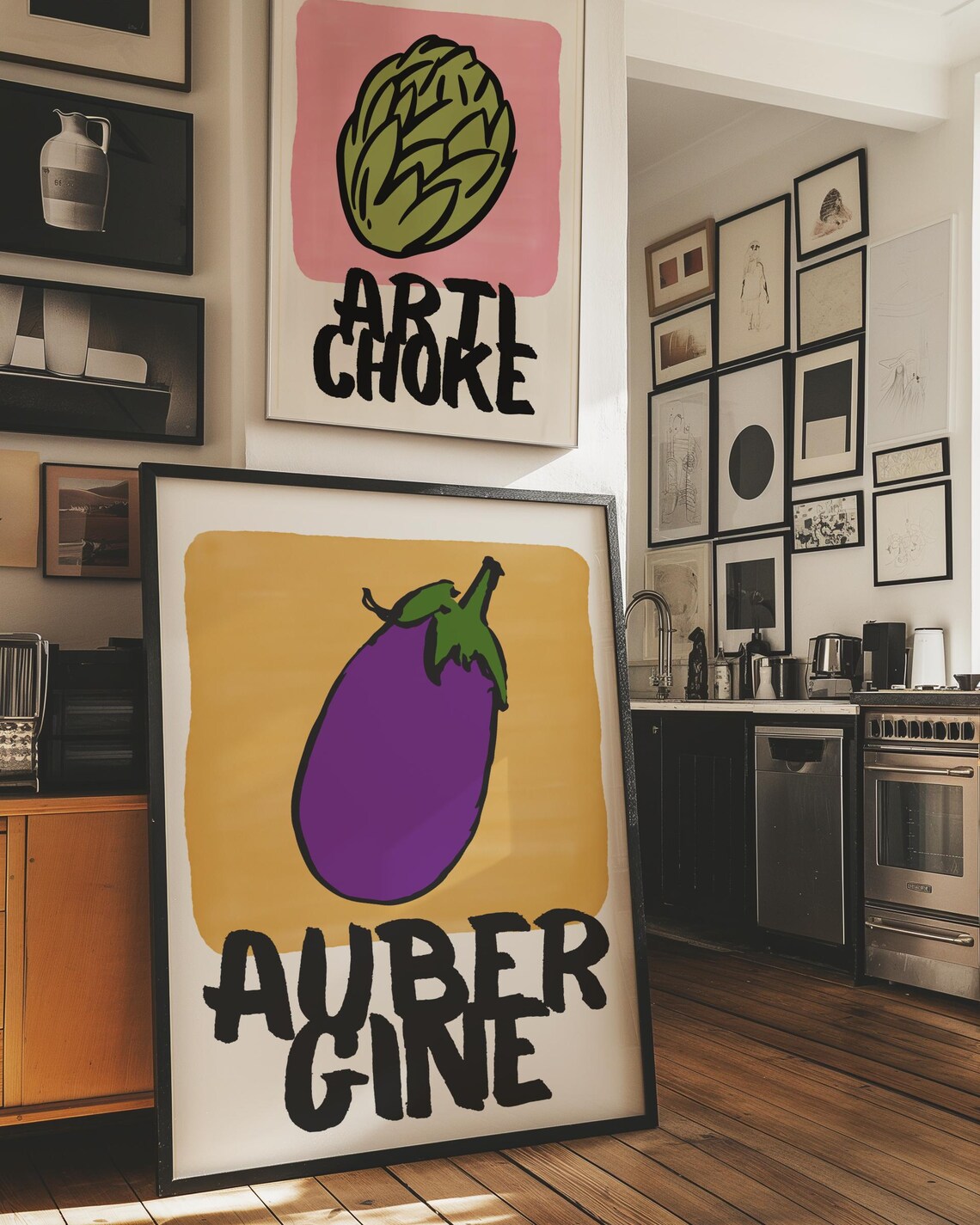 Playful Purple Aubergine Illustration Poster with Bold Black Lettering - Image 2