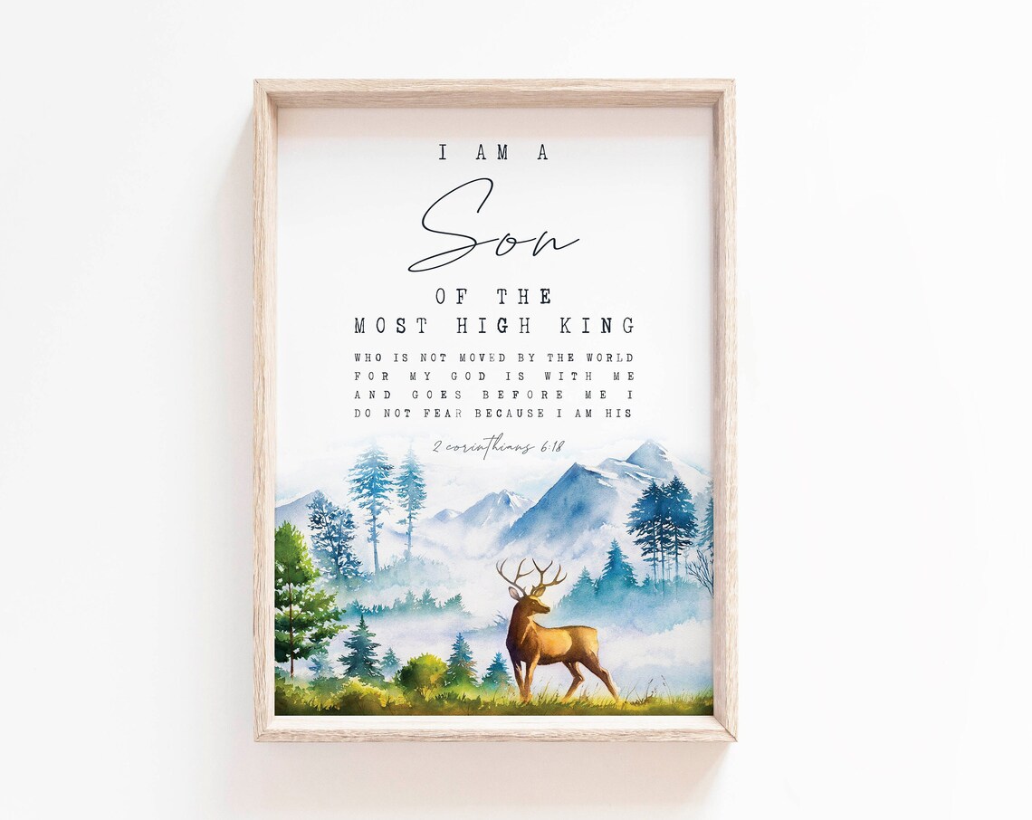I Am a Son of the Most High King Mountain Deer Watercolor Poster