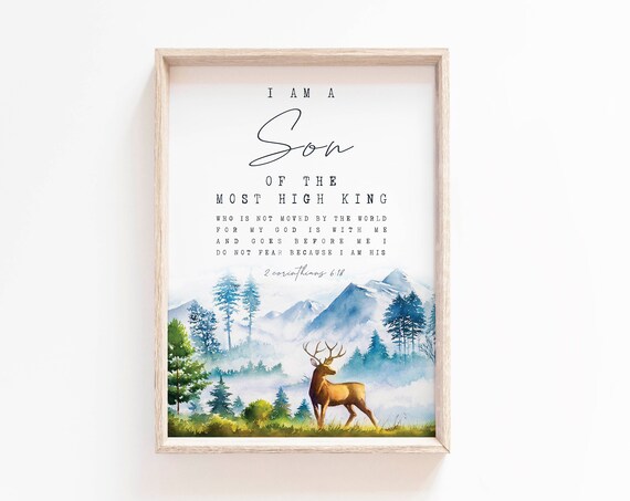 I Am a Son of the Most High King Mountain Deer Watercolor Poster