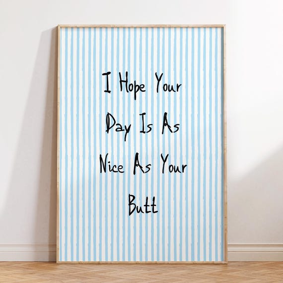 Blue Bathroom Wall Decor Humorous Posters Funny Print Cute Poster Trendy Typography Dopamine Pink Art