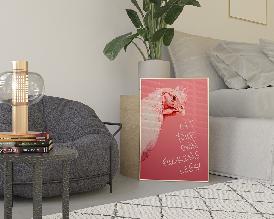 Eat Your Own Fucking Legs Funny Vegan Kitchen Poster - Image 2