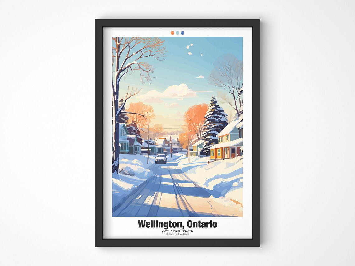 Wellington Ontario Canada Snowy Small Town Street Winter Travel Poster - Image 4