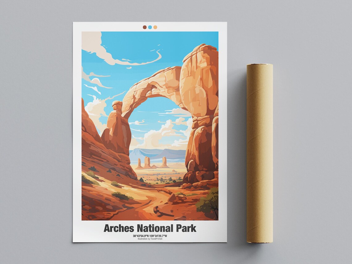 Arches National Park Utah Red Rock Desert Arch Scenic Travel Poster - Image 4