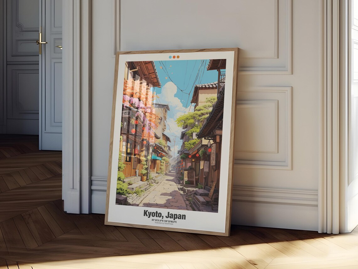 Kyoto Japan Old Town Lantern Street Cherry Blossom Alley Travel Poster - Image 2
