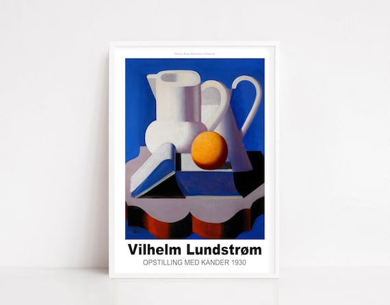 Vilhelm Lundstrom 1930 Still Life White Jugs Orange Fruit Art Poster