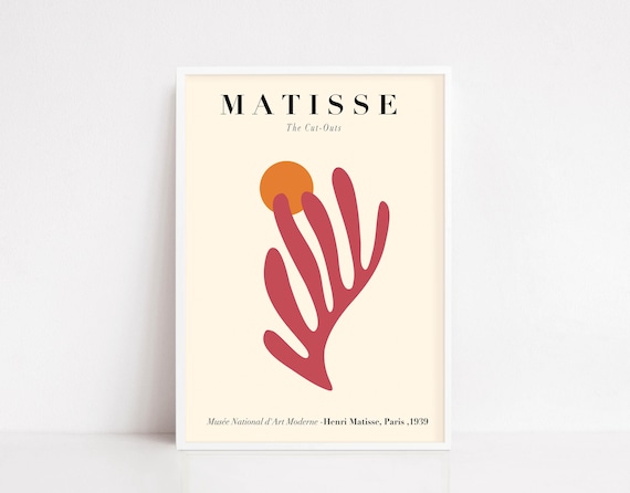 Henri Matisse The Cut Outs Coral Red Leaf Sun Minimalist Art Poster