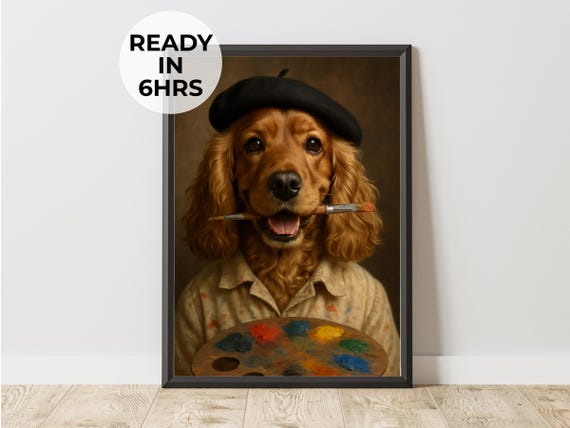 Custom Artist Pet Portrait Funny Dog Cat Painting