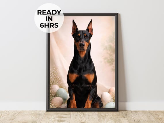 Custom Easter Pet Portrait Festive Dog Art Spring Gift
