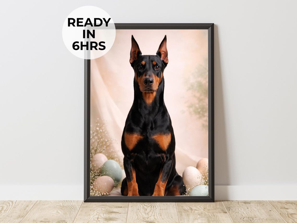 Custom Easter Pet Portrait Festive Dog Art Spring Gift